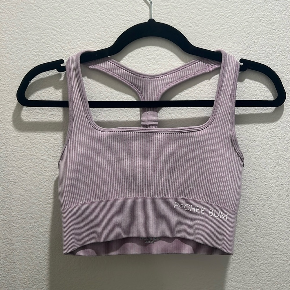 PCHEE BUM purple ribbed sports bra